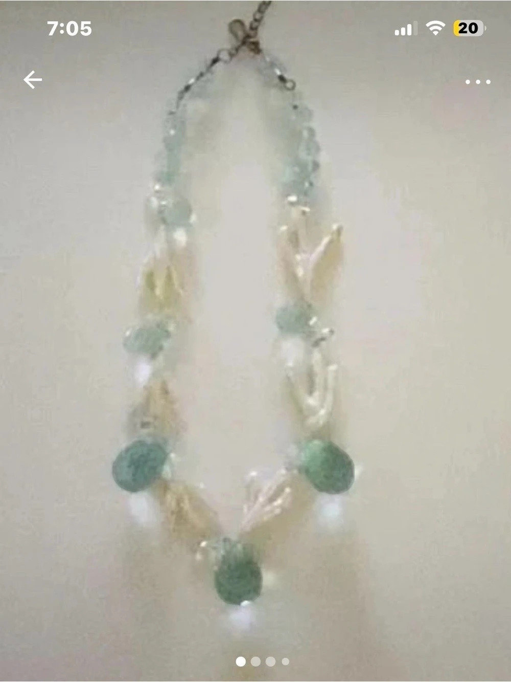 Beaded Statement Necklace in Green & White
